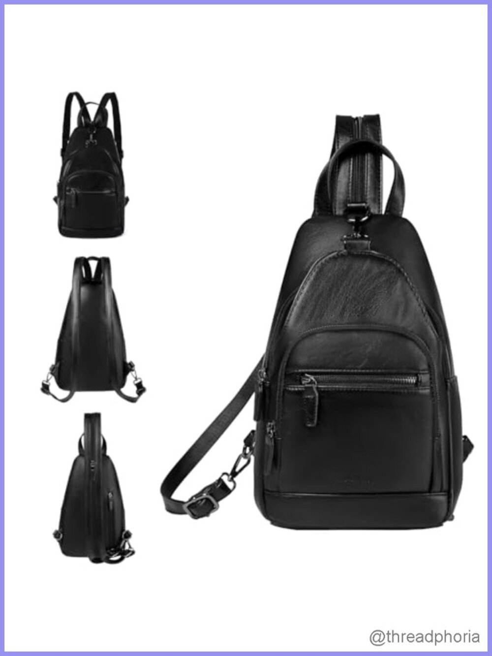 Convertible Sling Backpack PU Leather Women's Anti Theft Daypack